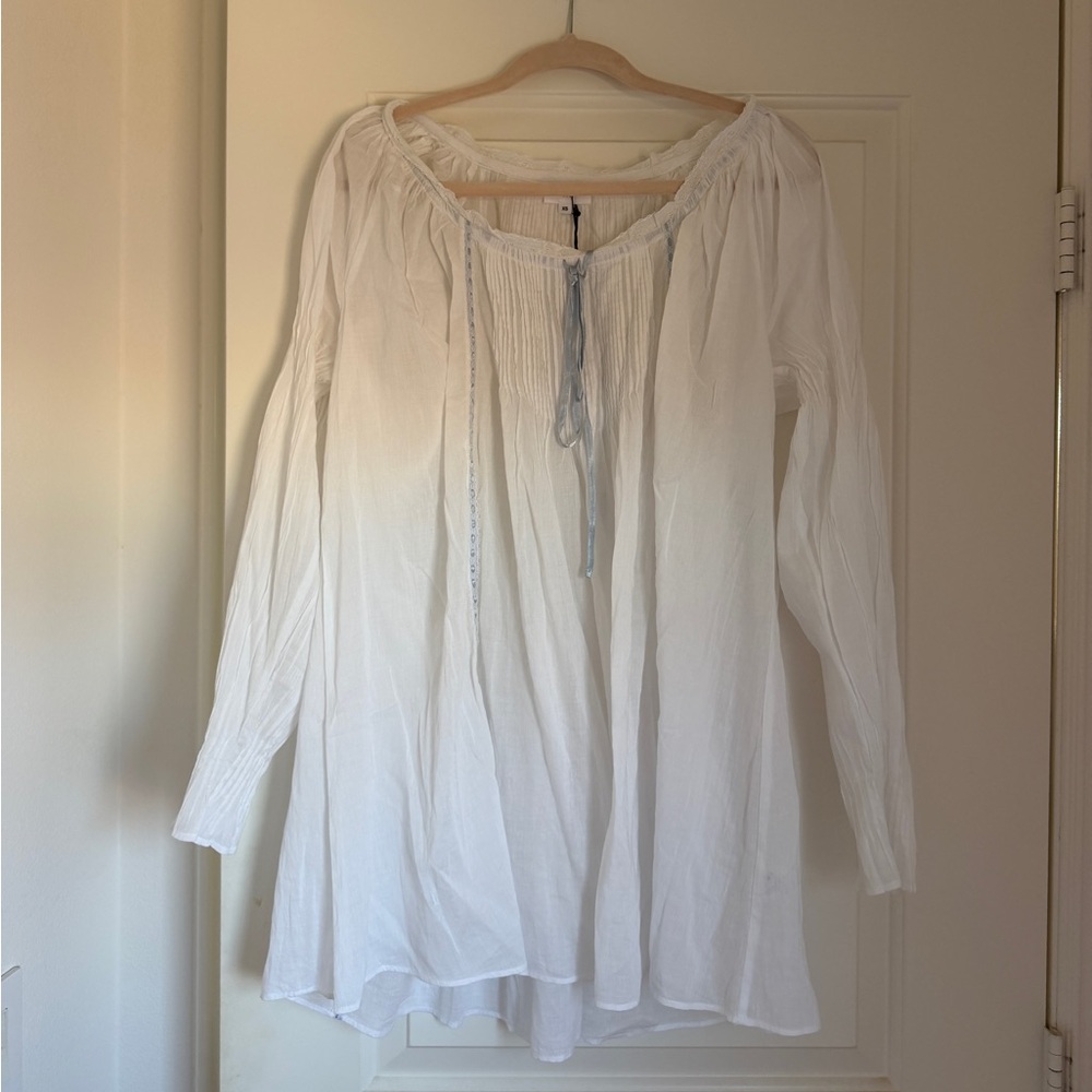 LPA Milena Mini White Nightgown Long Sleeve Peasant Dress XS